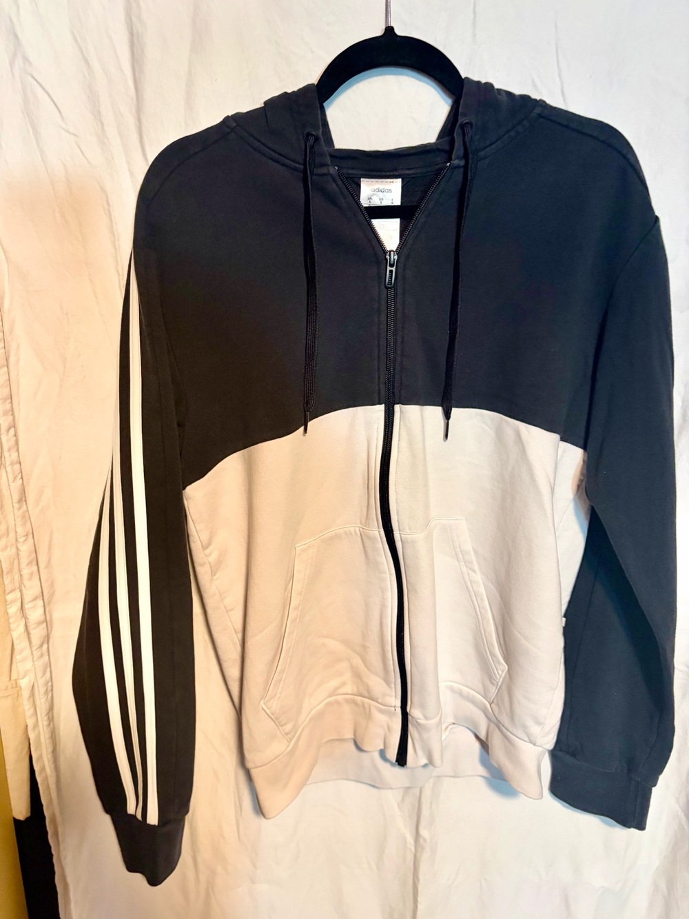 adidas Black and White Full-Zip Hoodie